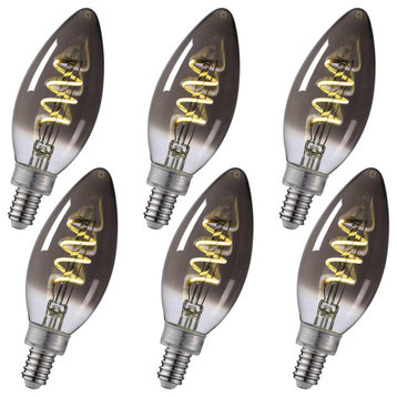 6Pack Dimmable E12 LED Candelabra Bulbs, 5.5W, Clear Glass, Soft White