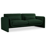 Meridian Furniture - Stylus Boucle Fabric Upholstered Sofa, Green - Impress family and guests alike with this Stylus boucle fabric sofa. This modish chair oozes contemporary panache with its curved arms and unexpected design elements. Thickly padded seat and back cushions cradle your body in supportive comfort while the rich green boucle fabric caresses the skin and leaves you feeling relax and recharged. A wood frame ensures that the chair withstands the rigors of daily use without losing its lovely yet contemporary look.