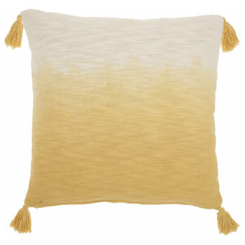 Yellow Ombre Tasseled Throw Pillow