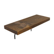 2"x10" Rustic Shelf, With Brackets, Solid Pine, Medium Brown, 24"
