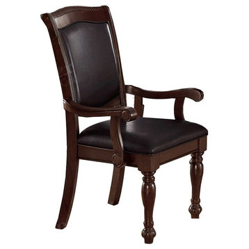 Benzara BM171255 Rubber Wood Arm Chair, Set of 2, Brown