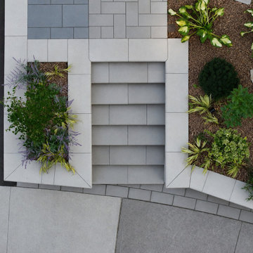 Front Entrance Transformation with Retaining Walls & Lighting