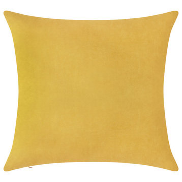 Delara Set of 1 Velvet 20x20" Cover, Mustard Yellow, Pillow Cover Only