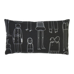 k studio - Everyday People Rectangular Pillow, Black With White Stitch - Decorative Pillows