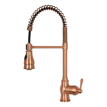 Copper Pre-Rinse Spring Kitchen Faucet with Pull Down Sprayer