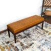 Catania Mid-Century Modern Rectangular Genuine Leather Bench in Tan