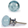 Glass Knobs, Light Turquoise, Set of 2, Silver Base