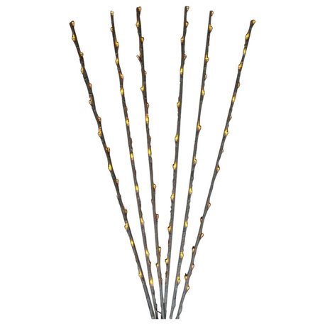 Enchanted Garden LED Lighted Branch Spray Driveway Pathway Marker, 4', Set of 6, Yellow