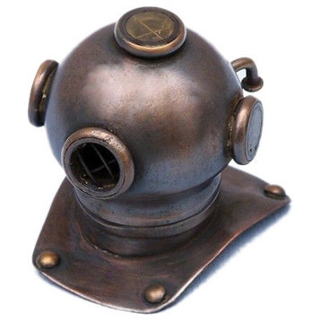 Helmet Paperweight, Antique Copper, 3"