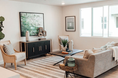 Living room - coastal open concept living room idea in San Diego
