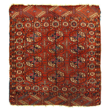 Fine Hand Knotted Turkaman Antique Rug, 2'11''x3'6''