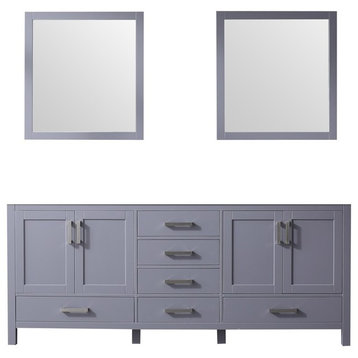 Jacques 80" Dark Grey Double Vanity, no Top and 30" Mirrors