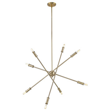 8 Light Sputnik Chandelier in Aged Brass