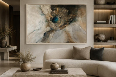 This is an example of a contemporary living room in West Midlands.