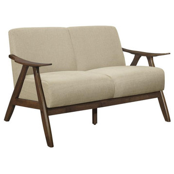 Lexicon Damala Mid-Century Solid Wood Frame Loveseat in Light Brown