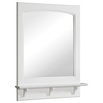 Concord Bathroom Vanity Wall Mirror Wood Framed with Shelf in White 24-Inch