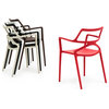 Vondom Delta Indoor/Outdoor Dining Armchairs, Set of 4, Red