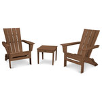 Polywood - Polywood Quattro 3-Piece Adirondack Set, Teak - Simple to fold flat and travel with you by removing two pins at the front of the chair, the Quattro Folding Adirondacks and the POLYWOOD Modern Side Table will create a relaxing spot on your porch, patio, or beach space. This set is constructed of durable POLYWOOD lumber available in a variety of attractive, fade-resistant colors and will never require painting, staining, or waterproofing.