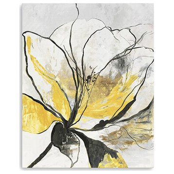 Modern Yellow And Black Flower Unframed Print Wall Art