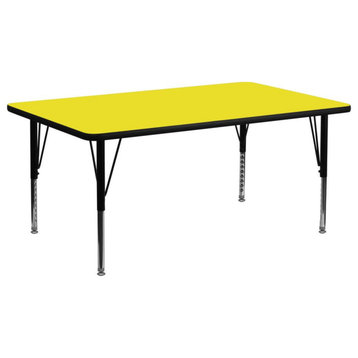 24"Wx60"L Rectangular Yellow Hp Laminate Activity Table