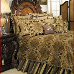 AICO Furniture - Pontevedra Luxury Bedding Set - AI-PNTVDA-OLV - Bedroom Products