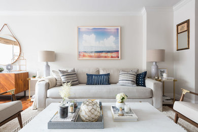 Transitional living room photo in New York