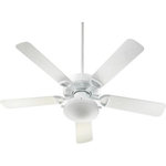 Quorum - Quorum 143525-906 Estate - 52" Patio Fan with Light Kit - 14 Poles  .57/.39/.21 AMPS on H - L  67/30/9 WATTS on H - L  14-Degree Blade Pitch  " of Lead Wire  3.5" & 6" Downrod Included  52" Blade Sweep  Blade Type 5-52" with SEMI-SQUARE Tip  153x15mm Motor Size  5 Blades  154/105/52 RPM on H - L  Rod Length(s): 6.00Estate Patio 52" Ceiling Fan White *UL: Suitable for wet locations*Energy Star Qualified: n/a  *ADA Certified: n/a  *Number of Lights: Lamp: 2-*Wattage:60w Candelabra bulb(s) *Bulb Included:No *Bulb Type:Candelabra *Finish Type:White