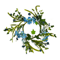 Shea's Wildflower - 4" Hydrangea And Wildflower Ring, Blue - Wreaths And Garlands