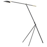 Maxim - Maxim Scan 1-Light LED Floor lamp 21694BKSBR, Black/Satin Brass - Inspired by Mid-Century Modern design, this collection features tapered hoods that conceal LED modules that can be adjusted to direct the light. The Black finish with contrasting Satin Brass accents softens the look to work in a broader range of design. The wall pin up lamps work great at bedside while the floor lamp version is at home next to a chair.