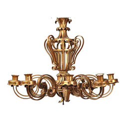 French Painted Wrought Iron Eight-Light Chandelier - Chandeliers