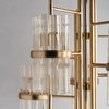 Symphony 5-Light Tiered Chandelier, Gold Leaf + Stainless Accents, Gold Shade