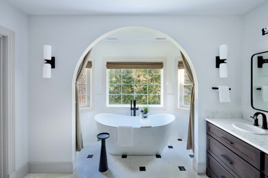 Example of a transitional bathroom design in Boston