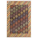 Bareens Designer Rugs - Boho Chic Balochi Amparo Wool Rug-4'11'' x 6'5'' - A mesmerizing addition to any decor, this exhilarating hand-knotted rug featuring exquisite coloration in an intricate design is made by skilled artisans capable of creating the most exceptional rugs. Featuring traditional, transitional, and geometric patterns this one-of-a-kind Afghan Baluchi rug hand knotted with a plush pile in great quality wool, features luxurious texture and appearance adding softness, warmth and comfort to any room.