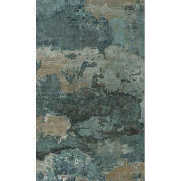 Faux Concrete Effect Wallpaper, 57Sq.ft Double Roll, Teal, Double Roll