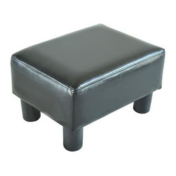 Homcom Modern Small Faux Leather Ottoman / Footrest Stool - Black - Footstools And Ottomans