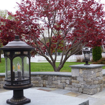 Bluestone Patio with Granite Cobblestone walls