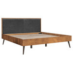 Armen Living - Coco Rustic Oak Wood Upholstered Faux Leather King Platform Bed - Give your bedroom a major style upgrade with this Armen Living Coco Upholstered Platform Bed. The upholstery features a diamond stitch pattern tufting for a classic but modern look. As a bonus, the included wooden slats offer a reliable foundation for your mattress without needing a box spring. The foundation of the bed is made from solid oak, metal with upholstered headboard in black faux leather. The foot board features rustic wood grain look that lends itself to any transitional style home. The Coco Upholstered Platform Bed are available in black with wood accent in size King or Queen. We stand by the quality, the craftsmanship, and the integrity of our product by offering a 1-year warranty for all our products. We want our customers to enjoy our product and we will always be there to help with our top-notch customer service support.
