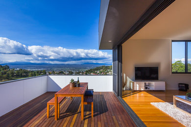 Mid-sized contemporary balcony in Hobart with no cover.