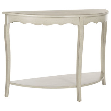 Classic Console Table, Pine Frame With Curvy Legs & Half Moon Top, White