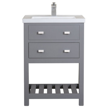 24" Single Vanity With Drawer, Cashmere Grey