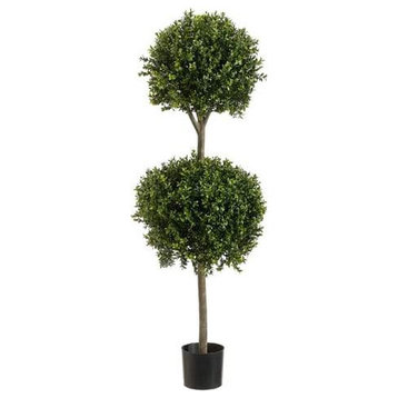 Silk Plants Direct Boxwood Double Ball Topiary - Green Two Tone - Pack of 1