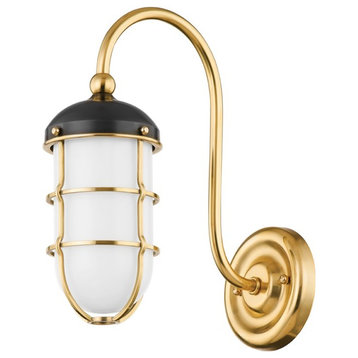 Hudson Valley Holkham One Light Wall Sconce, Aged Brass/Distressed Bronze