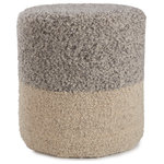 Jaipur Living - Micco Ombre Cylinder Pouf, Light Gray/Cream - Cozy and stylish in the same moment, the Folke pouf collection boasts the soft and inviting texture of the on-trend shearling look. Crafted of wool, the cylinder Micco pouf showcases boucle details and a color-blocked design. The heathered gray and cream colorway offers a perfectly neutral palette to modern interiors.