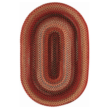 Portland Braided Oval Rug, Red, 3'x5'