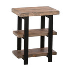Pomona Metal and Wood 2-Shelf End Table, Brown