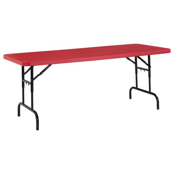 NPS BTA Series 30x72" Height Adjust Plastic Heavy Duty Folding Table in Red