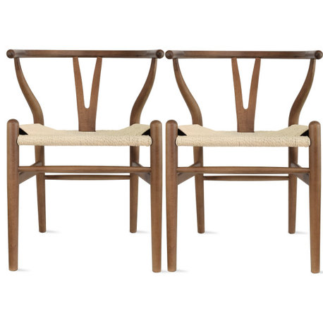 Modern Dining Chairs Solid Wood Armchairs Handmade Assembled Chair Set of 2, Espresso, Armchair