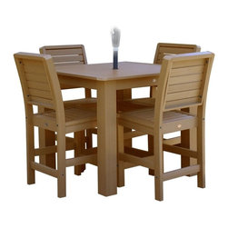 Highwood - Weatherly 5pc Square Counter Height Outdoor Dining Set, Toffee - Outdoor Dining Sets