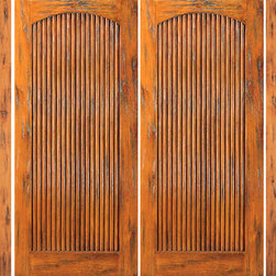 Double Door With Two Sidelights Exterior Prehung Knotty Alder - Front Doors