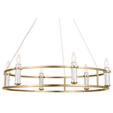 Rosalind 6-Light Chandelier in Brushed Natural Brass